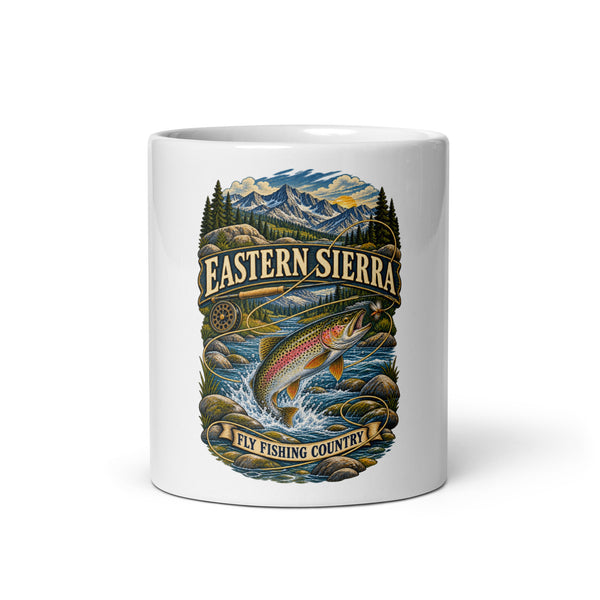 Eastern Sierra Fly Fishing ceramic mug, 11 oz front-view product mockup