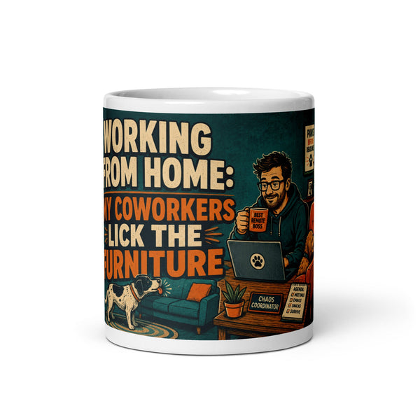 Remote Work ceramic mug, front-view product mockup