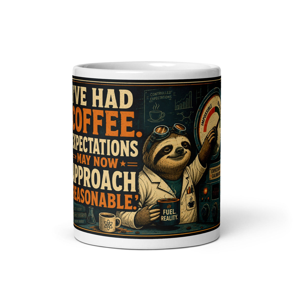 Vintage Radio ceramic mug, front-view product mockup
