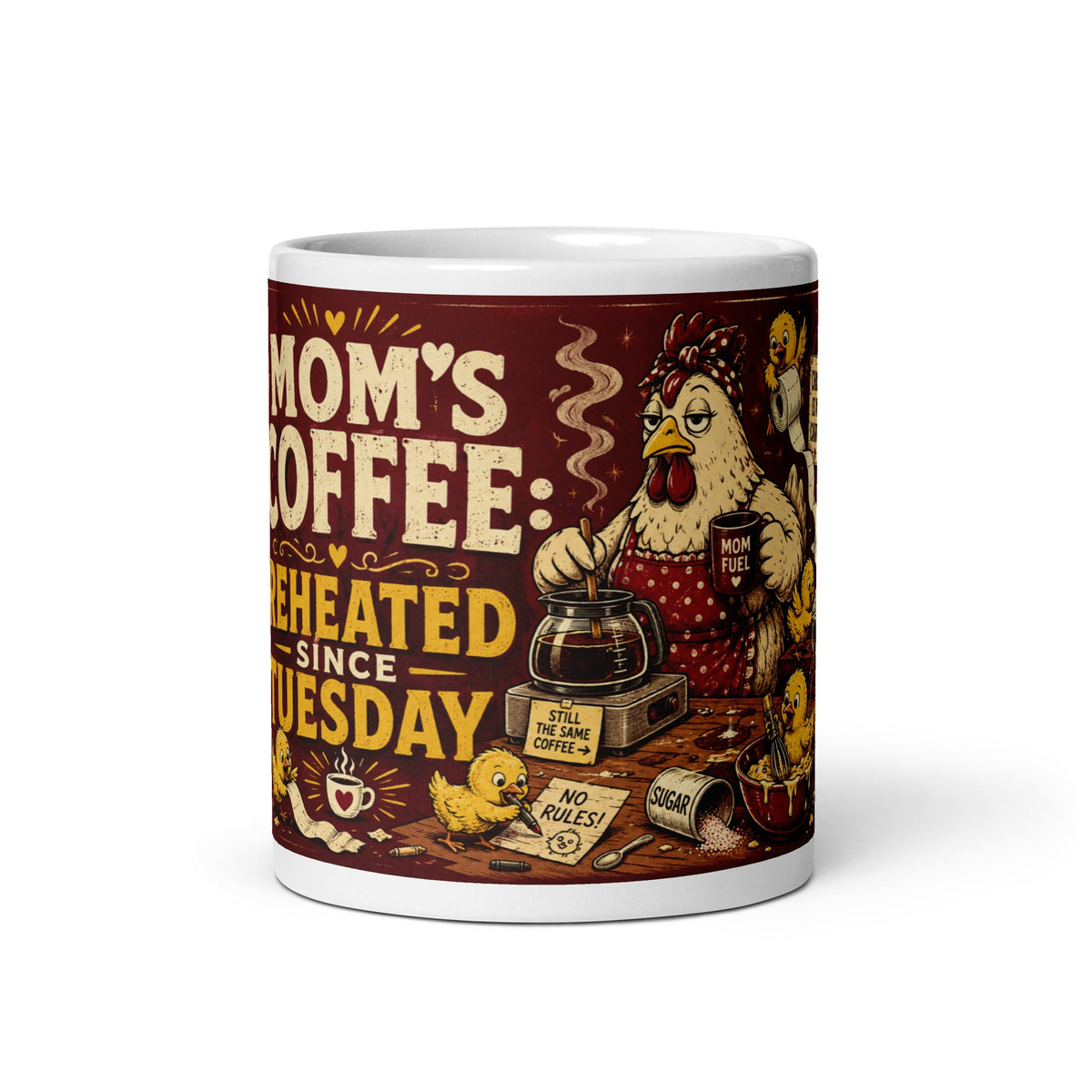Funny Chicken ceramic mug, front-view product mockup