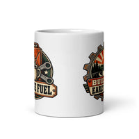 Garage Fuel mechanic coffee mug, front view