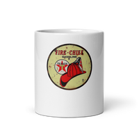 Fire Chief Vintage Gas and Oil T-Shirt — Muncle Mikes white coffee mug front view — 11 oz