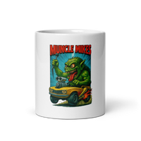 Muncle Mikes Hot Rod and Rat Rod Shirt Mayhem! Monster Rods! (003) white coffee mug front view — 11 oz