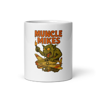 Muncle Mikes Hot Rod and Rat Rod Shirt Mayhem! Monster Rods! (001) white coffee mug front view — 11 oz