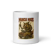 Muncle Mikes Hot Rod and Rat Rod Shirt Mayhem! Monster Rods! (008) white coffee mug front view — 11 oz
