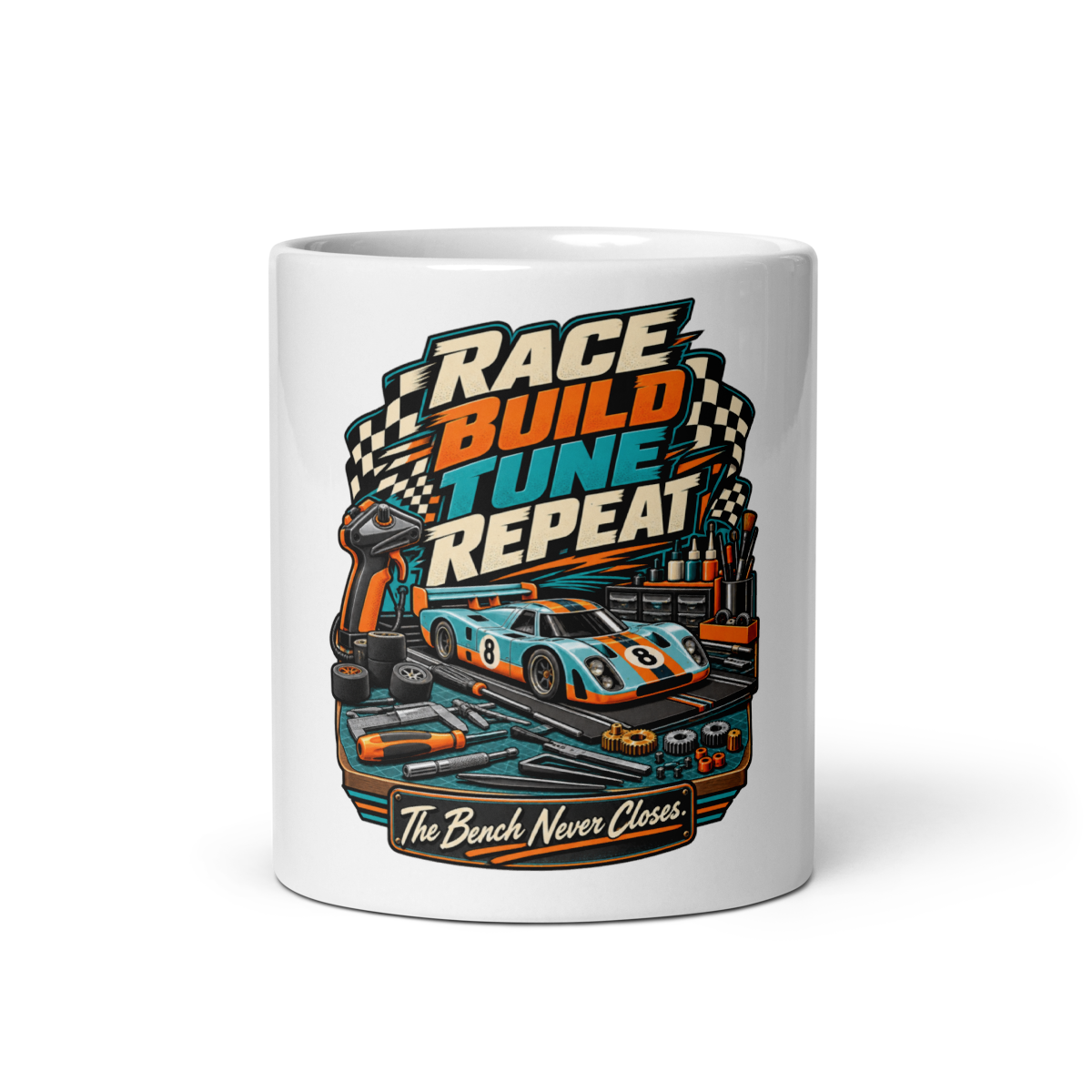 Race Build Tune Repeat Coffee Mug product mockup