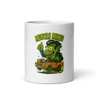 Muncle Mikes Hot Rod and Rat Rod Shirt Mayhem! Monster Rods! (011) white coffee mug front view — 11 oz
