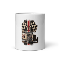 Number 32 Checkered Roadster Coffee Mug product mockup