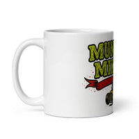 White 11 oz Monster Mugs 001 ceramic mug with handle on the left
