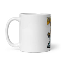 White 11 oz Monster Mugs 002 ceramic mug with handle on the left