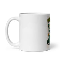 White 11 oz Monster Mugs 003 ceramic mug with handle on the left
