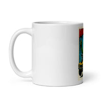 White 11 oz Monster Mugs 005 ceramic mug with handle on the left