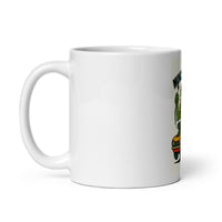 White 11 oz Monster Mugs 006 ceramic mug with handle on the left