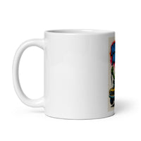 White 11 oz Monster Mugs 008 ceramic mug with handle on the left