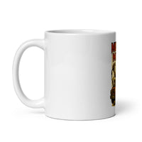White 11 oz Monster Mugs 011 ceramic mug with handle on the left