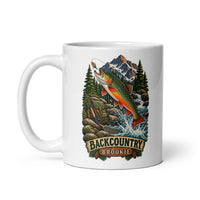 Backcountry brook trout fishing mug, handle on left