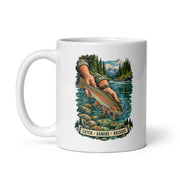 Catch, Admire, Release trout fishing mug, 11 oz handle on left