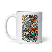 Organized Tackle Chaos fishing mug, 11 oz handle on left