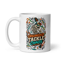 Organized Tackle Chaos fishing mug, 11 oz handle on left