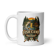 Fish Camp Forever fishing mug, 11 oz handle on left
