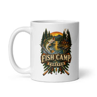 Fish Camp Forever fishing mug, 11 oz handle on left