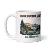 One More Cast Is a Unit of Time fishing mug, 11 oz handle on left