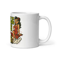 White 11 oz Monster Mugs 001 ceramic mug with handle on the right