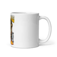White 11 oz Monster Mugs 002 ceramic mug with handle on the right
