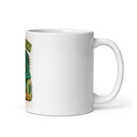 White 11 oz Monster Mugs 003 ceramic mug with handle on the right