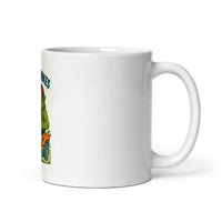 White 11 oz Monster Mugs 006 ceramic mug with handle on the right