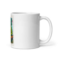 White 11 oz Monster Mugs 007 ceramic mug with handle on the right