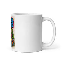 White 11 oz Monster Mugs 008 ceramic mug with handle on the right