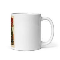 White 11 oz Monster Mugs 009 ceramic mug with handle on the right