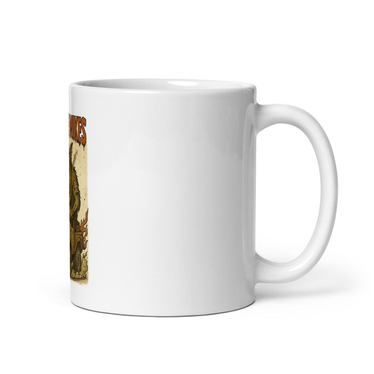 White 11 oz Monster Mugs 010 ceramic mug with handle on the right