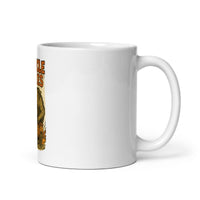 White 11 oz Monster Mugs 011 ceramic mug with handle on the right