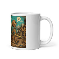 Funny Bear Cabin ceramic mug, right-side product mockup