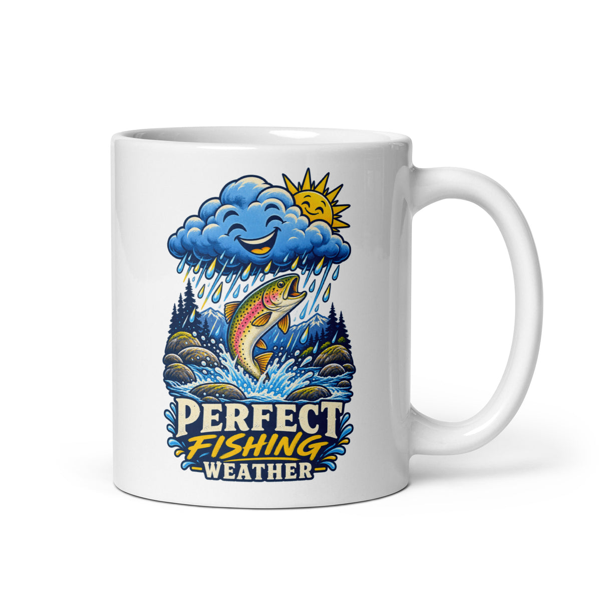 Perfect Fishing Weather angler mug, 11 oz handle on right