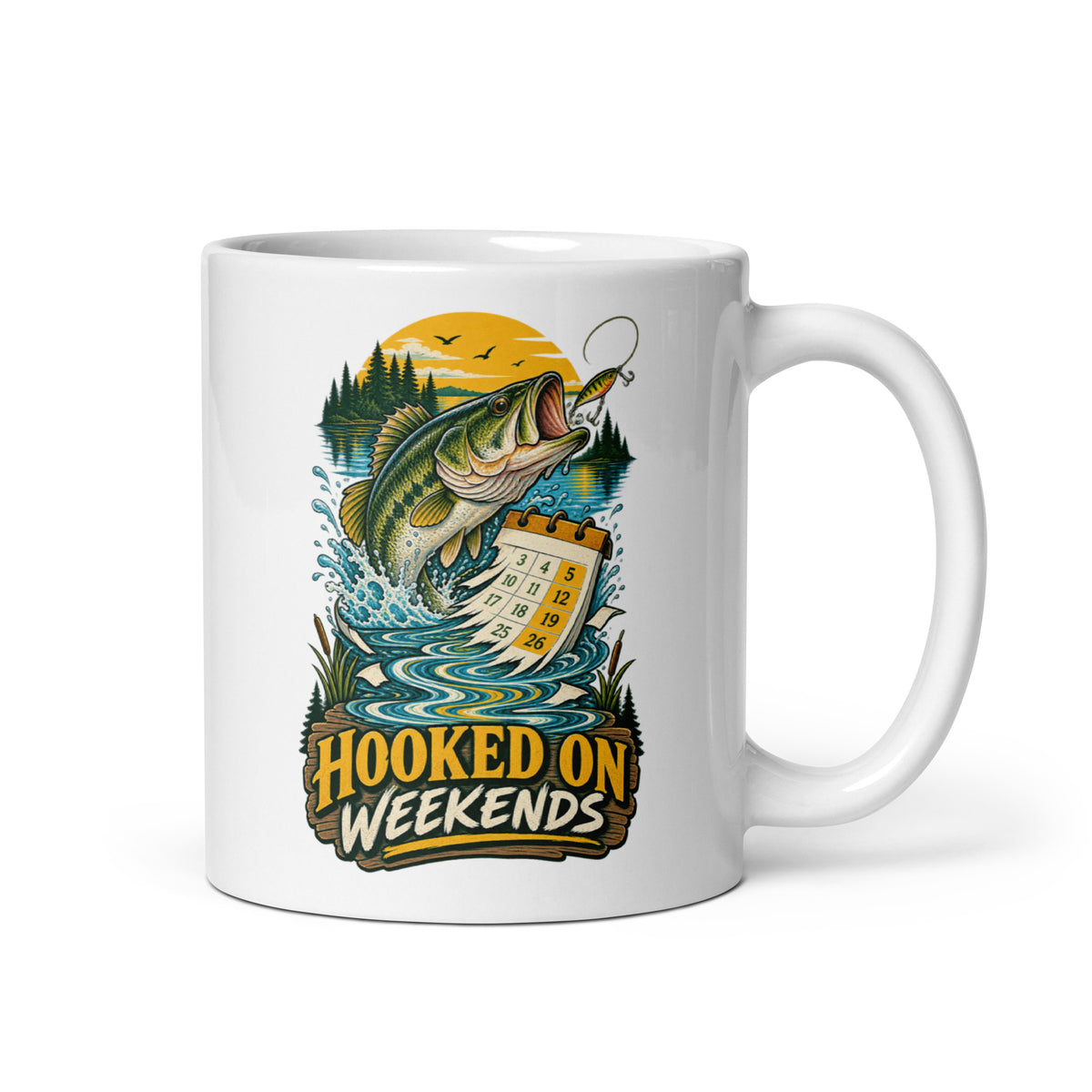 Hooked on Weekends Fishing Mug — product view 1