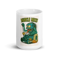 Front view of white 15 oz Monster Mugs 003 ceramic coffee mug