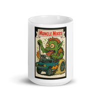 Front view of white 15 oz Monster Mugs 004 ceramic coffee mug