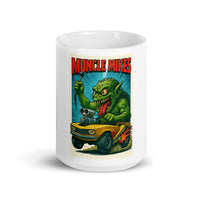 Front view of white 15 oz Monster Mugs 005 ceramic coffee mug
