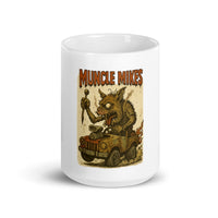 Front view of white 15 oz Monster Mugs 010 ceramic coffee mug