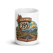 Highway 395 Eastern Sierra mug, 15 oz front-view product mockup