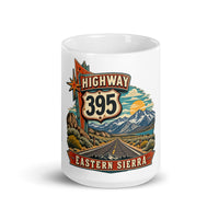 Highway 395 Eastern Sierra mug, 15 oz front-view product mockup