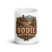Bodie California ghost-town mug, 15 oz front-view product mockup