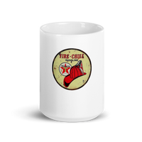 Fire Chief Vintage Gas and Oil T-Shirt — Muncle Mikes white coffee mug front view — 15 oz