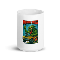 Muncle Mikes Hot Rod and Rat Rod Shirt Mayhem! Monster Rods! (003) white coffee mug front view — 15 oz