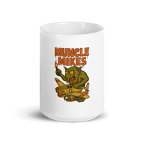 Muncle Mikes Hot Rod and Rat Rod Shirt Mayhem! Monster Rods! (001) white coffee mug front view — 15 oz