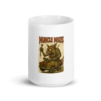Muncle Mikes Hot Rod and Rat Rod Shirt Mayhem! Monster Rods! (008) white coffee mug front view — 15 oz