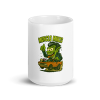 Muncle Mikes Hot Rod and Rat Rod Shirt Mayhem! Monster Rods! (011) white coffee mug front view — 15 oz